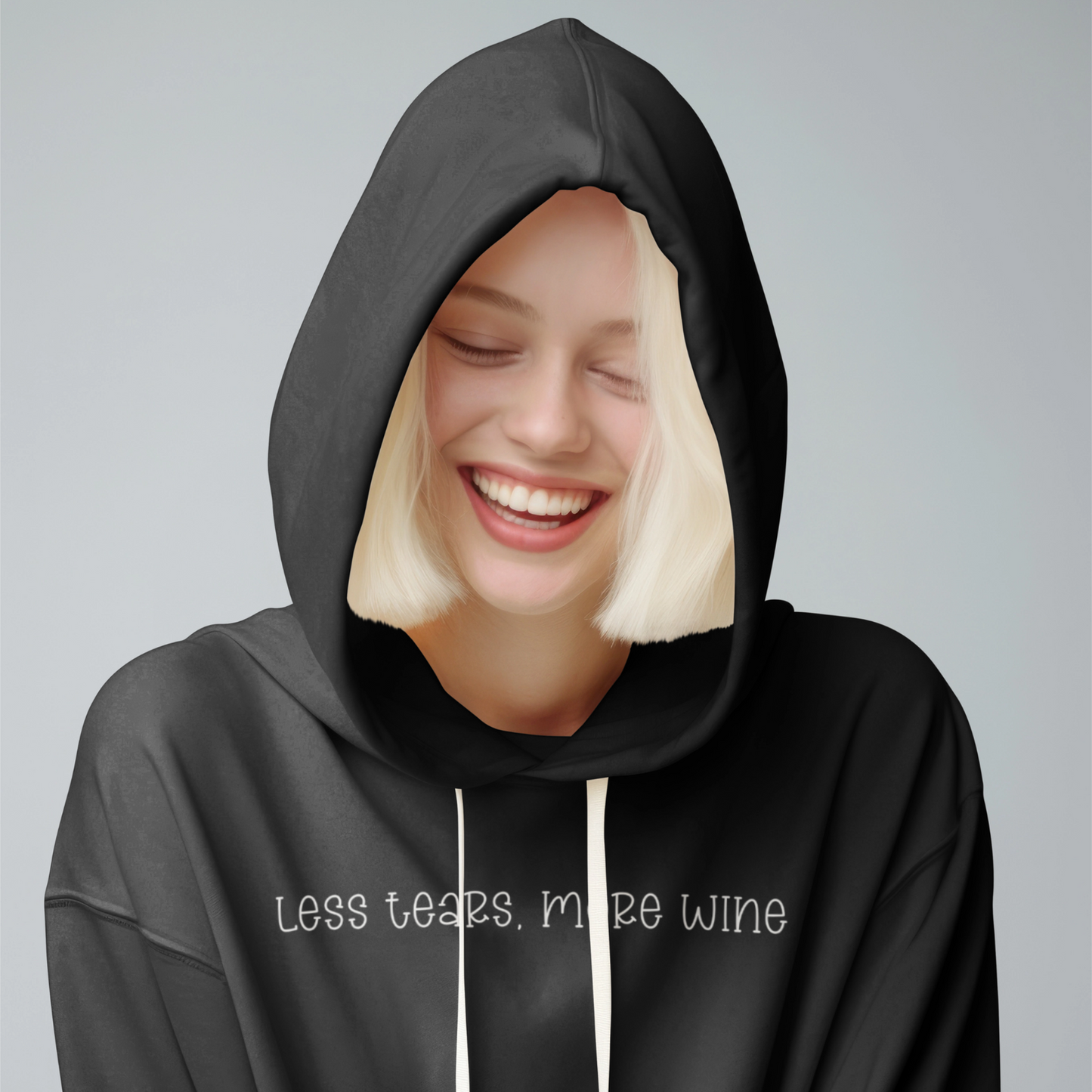 Less Tears, More Wine Hoodie - Apparel - Bumblegee Designs