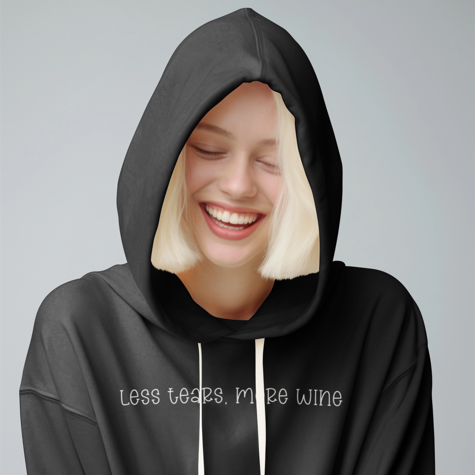 Less Tears, More Wine Hoodie - Apparel - Bumblegee Designs