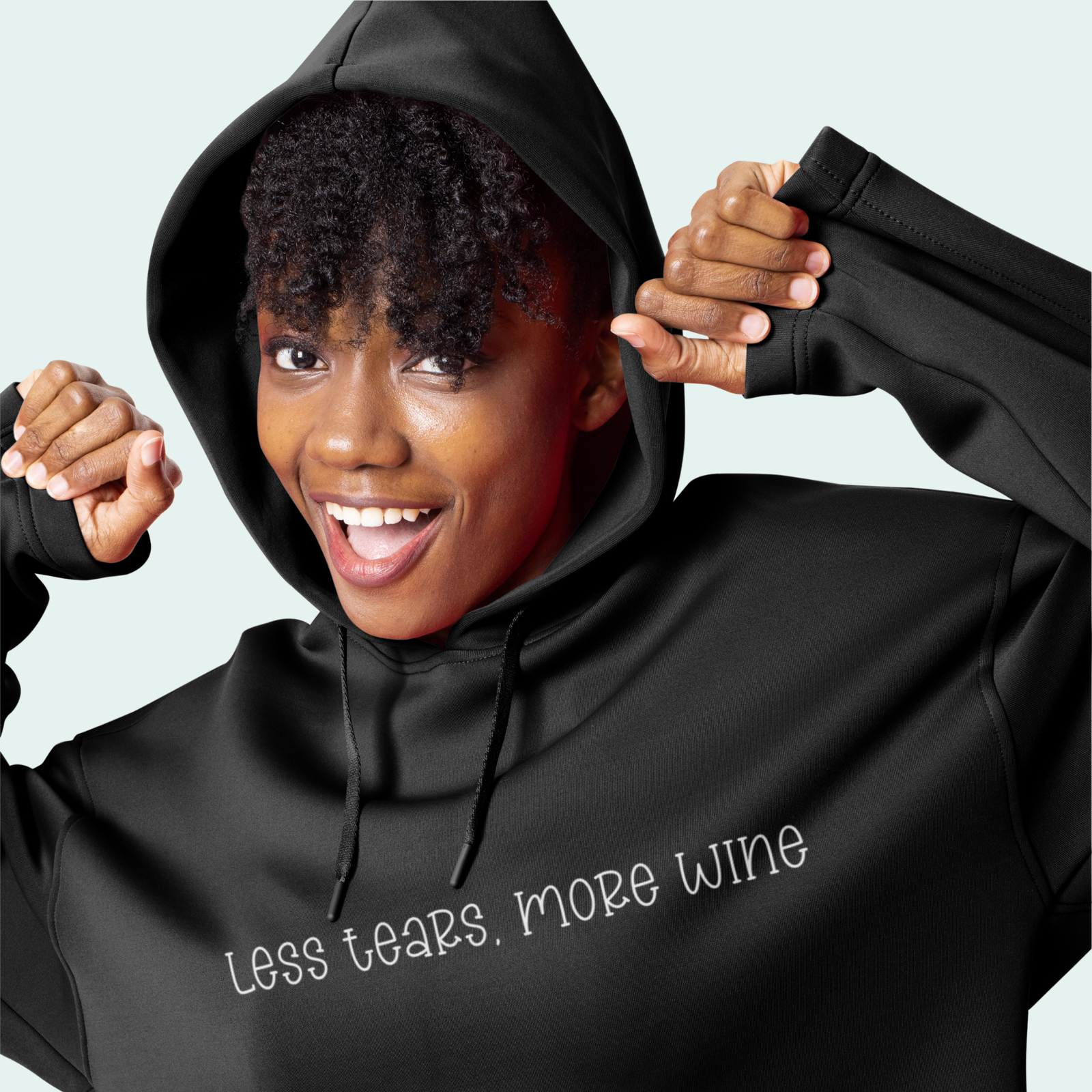Less Tears, More Wine Hoodie - Apparel - Bumblegee Designs
