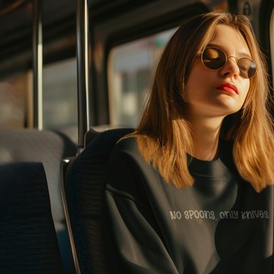 No Spoons, Only Knives Sweatshirt - Apparel - Bumblegee Designs