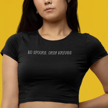 No Spoons, Only Knives Classic Cropped Raw Edge T-Shirt